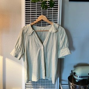 Madewell Seafoam Green Linen Blouse